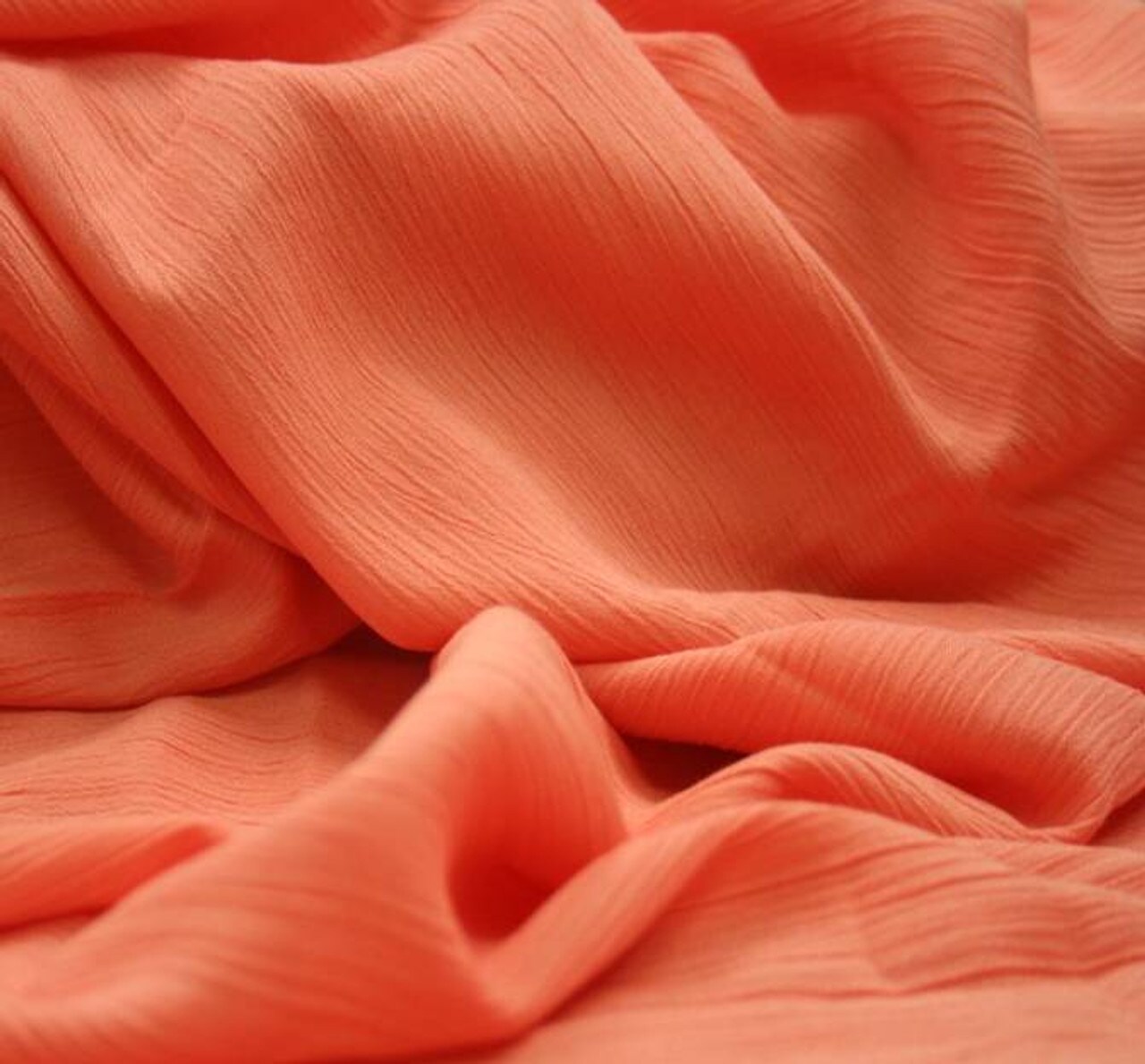1 Yard Peach Rayon Crinkle Pinstripe Fabric Lightweight Material for Shirts & Dresses 50/52" Wide
